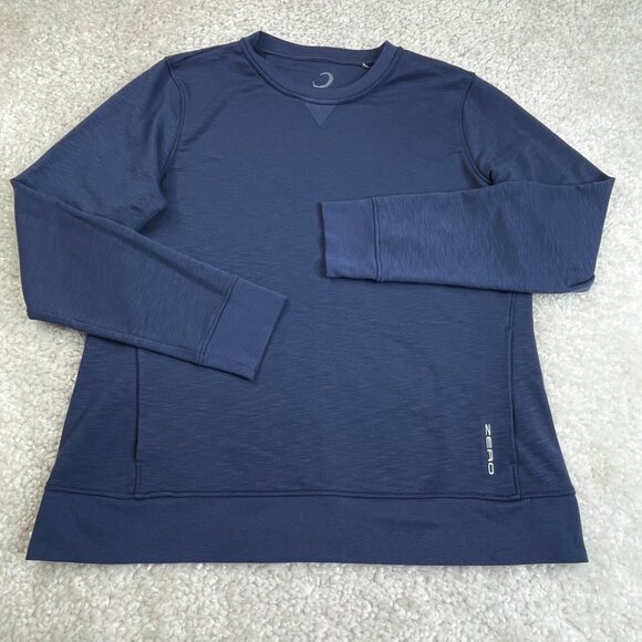 Zero Restriction Jayne Crew Neck Sweatshirt Navy Blue - Picture 1 of 6